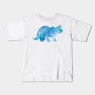 Light Blue Triceratops Watercolor Painting Kids T-Shirt